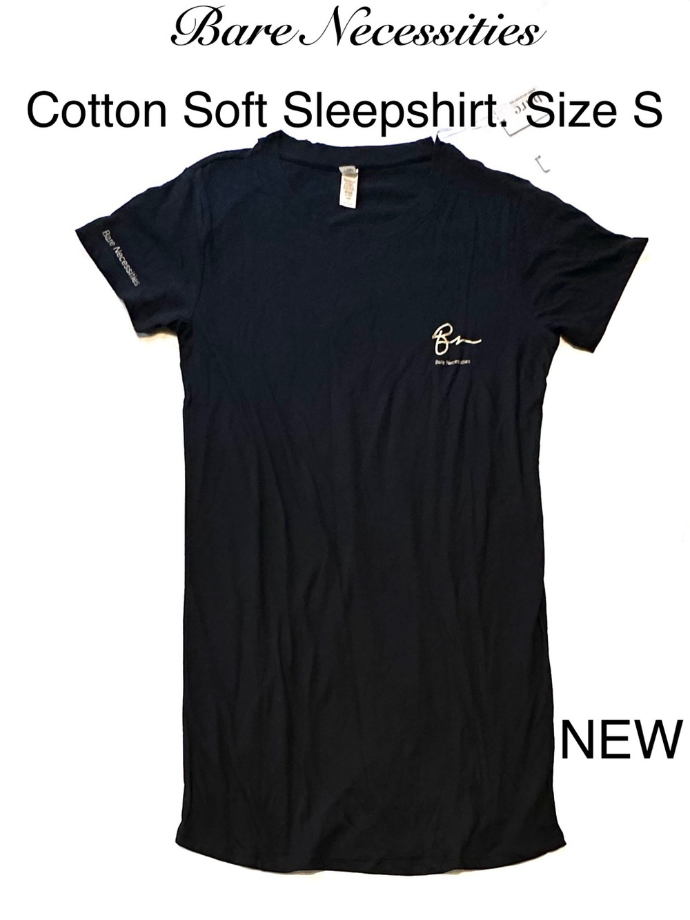 5/$15💥 Bare Necessities Black Cotton Soft Sleepshirt Pajama Lounge